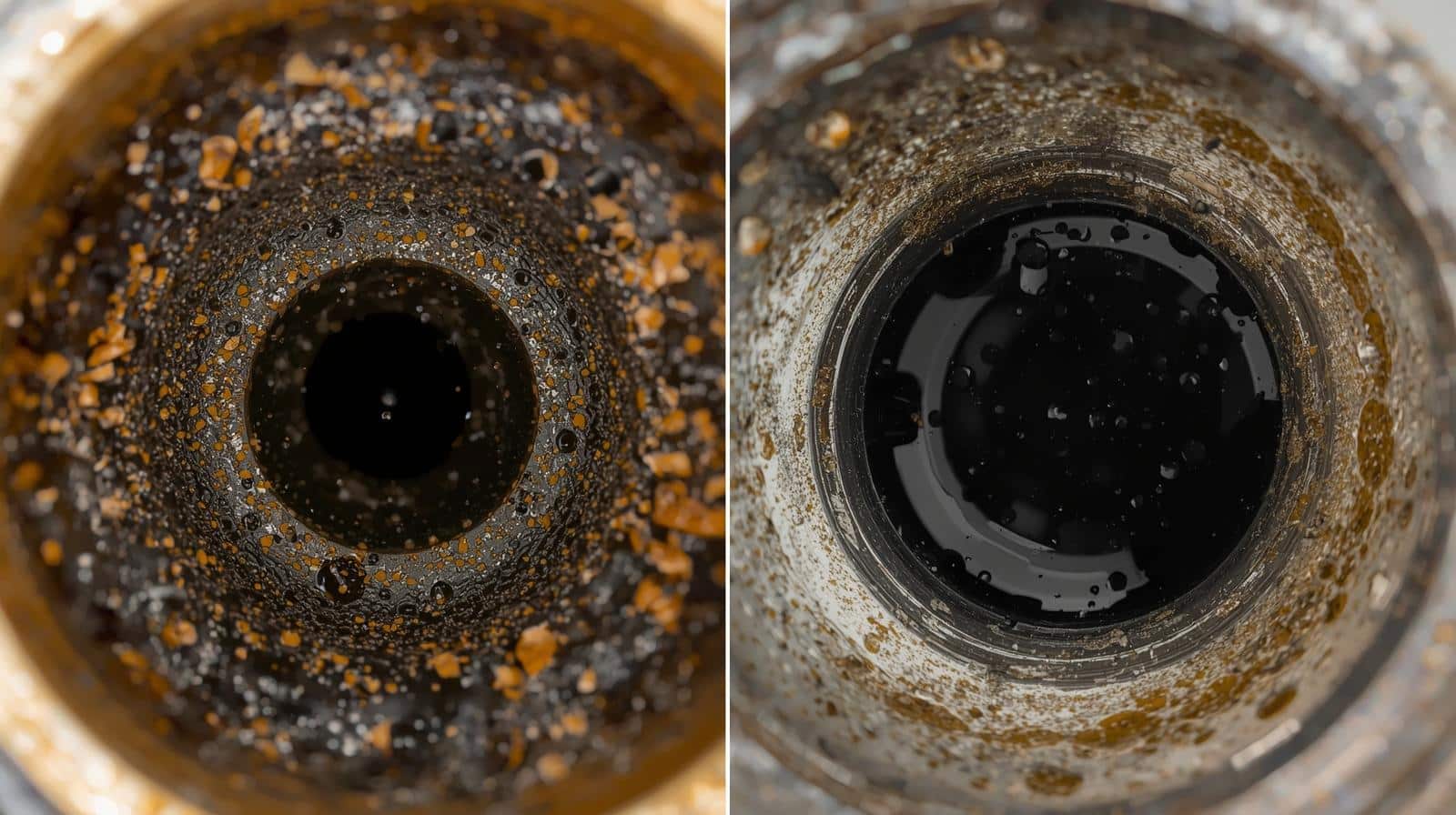 Dramatic before and after comparison showing bore screen transformation after Clearbore water bore cleaner treatment